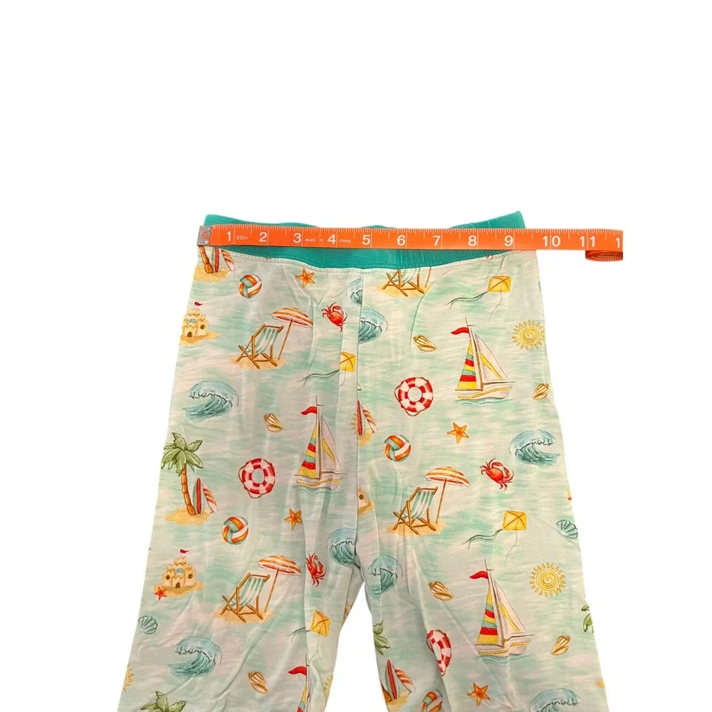 Little‎ Frugals Bamboo Pajamas Set 7/8 Beach Sailboat Print Short Sleeve Teal